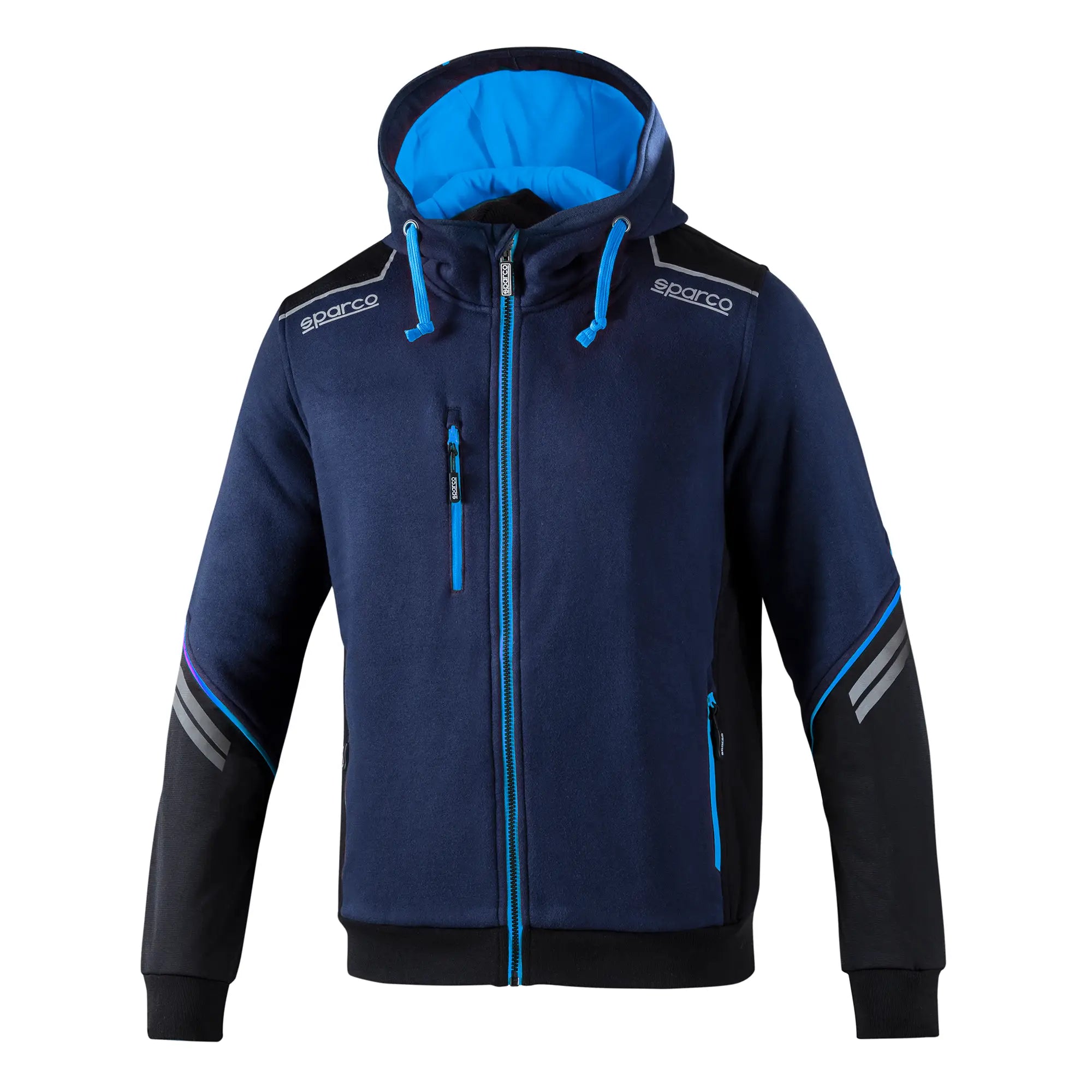SPARCO 02414BMAZ0XS Hooded Full zip Colorado blue marine/light blue XS Photo-0