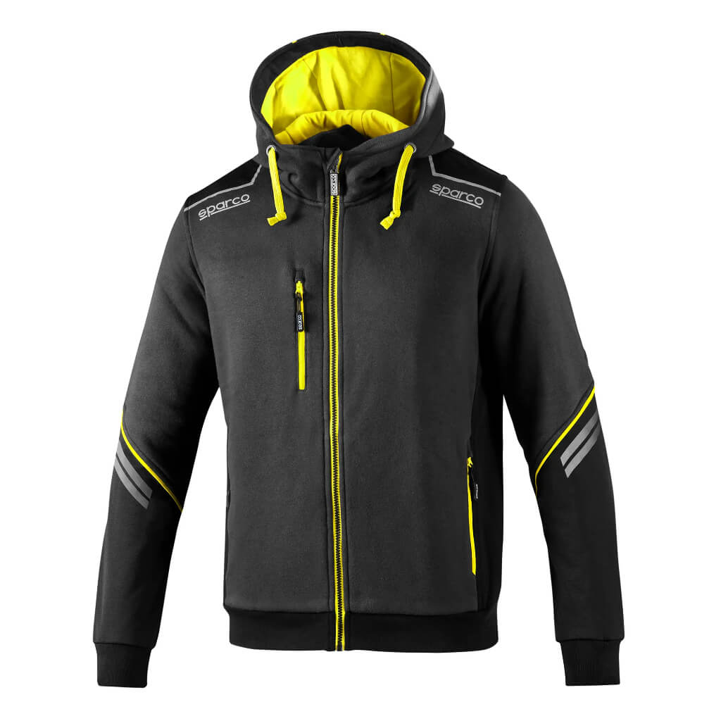 SPARCO 02414GSGF4XL TECH Hooded Full Zip, grey/yellow fluo, size XL Photo-0