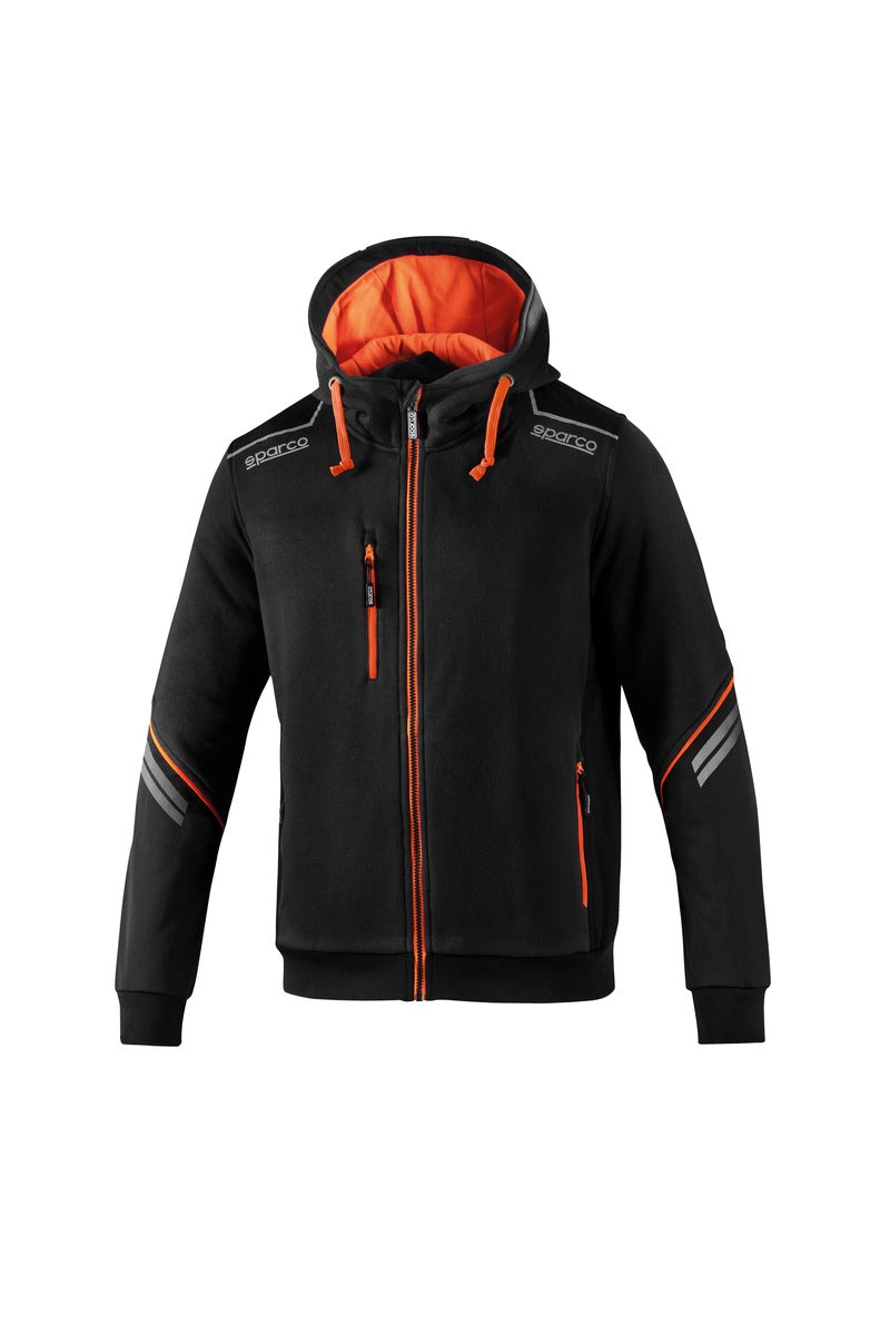 SPARCO 02414NRAF0XS Mechanic's tech Hooded full zip TW black/orange XS Photo-0
