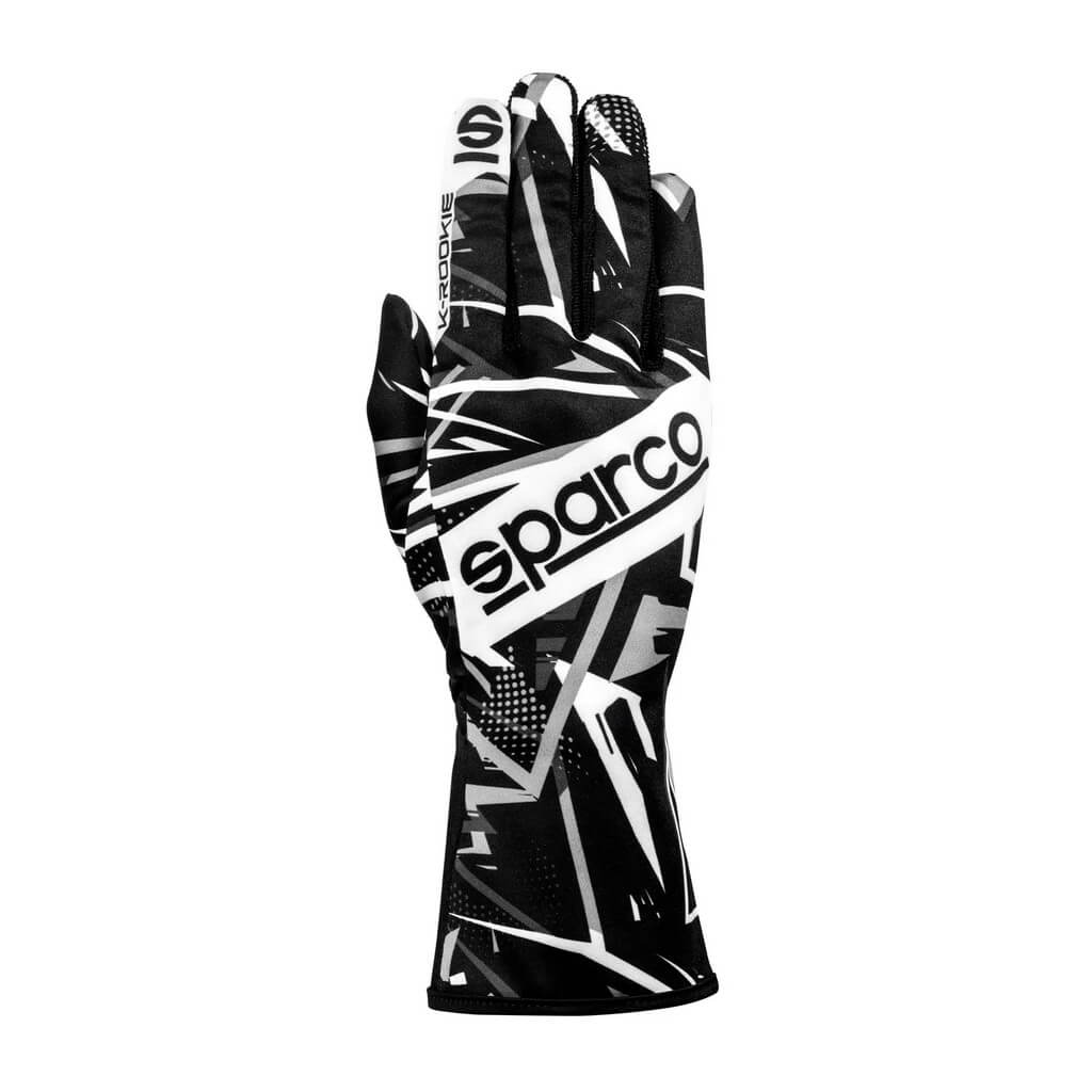 SPARCO BKG0001B0K06012 Karting Gloves K-Rookie, Black / White, Size 12 Photo-0