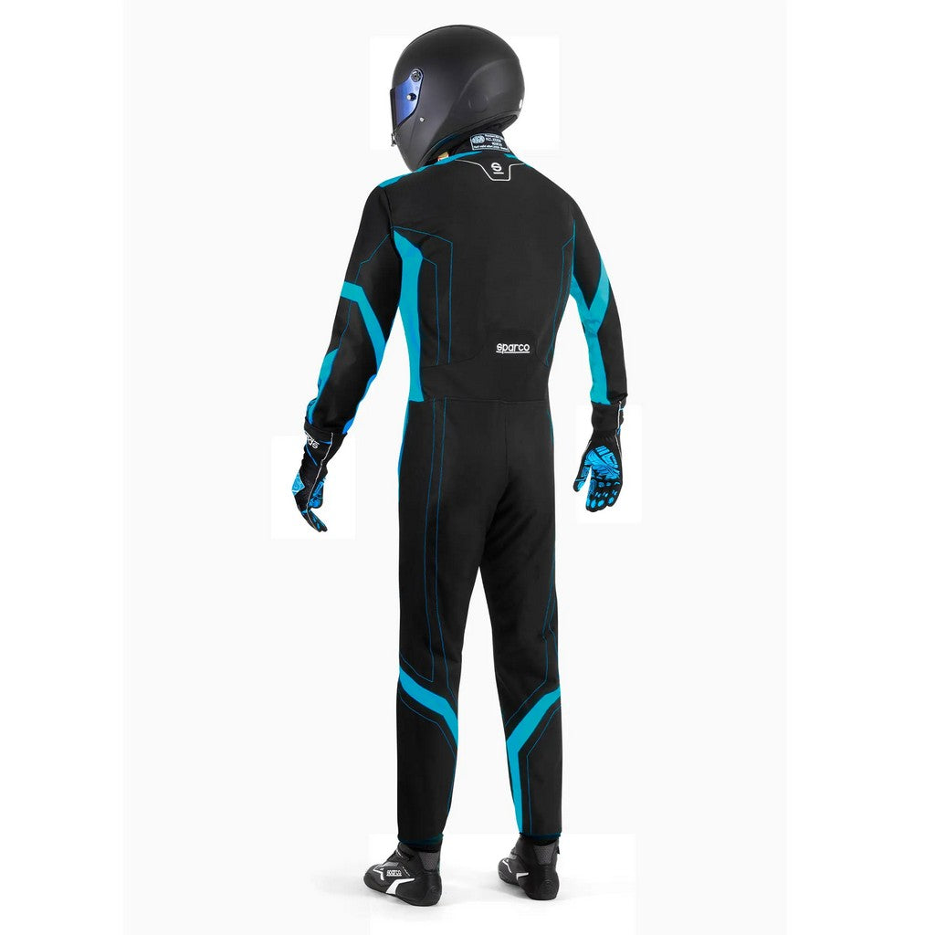 SPARCO BKS0010B0K30150 Karting Suit for Kids Thunder Advanced, Black / Sky Blue, Size 150 Photo-2