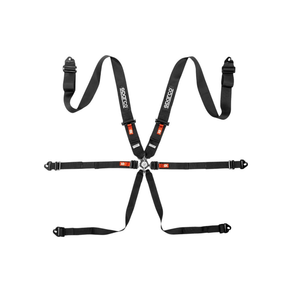 SPARCO BRN0054B0K0100N Safe Harness Competition H3PD, 6 Point, Black Photo-0