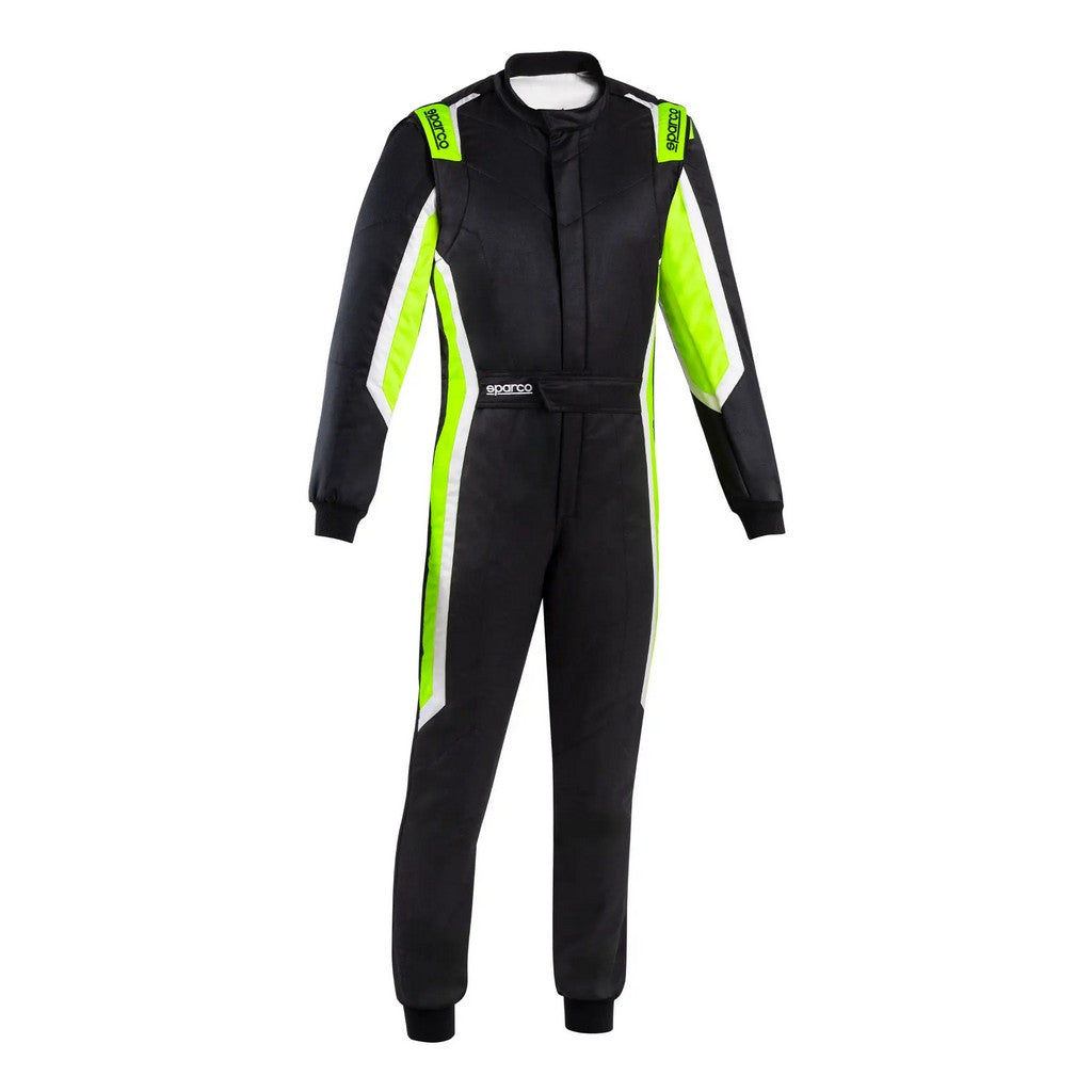 SPARCO BRS0006B0K15054 Racing Suit Sprint (R566), Black / Fluo Green, Size 54 Photo-0