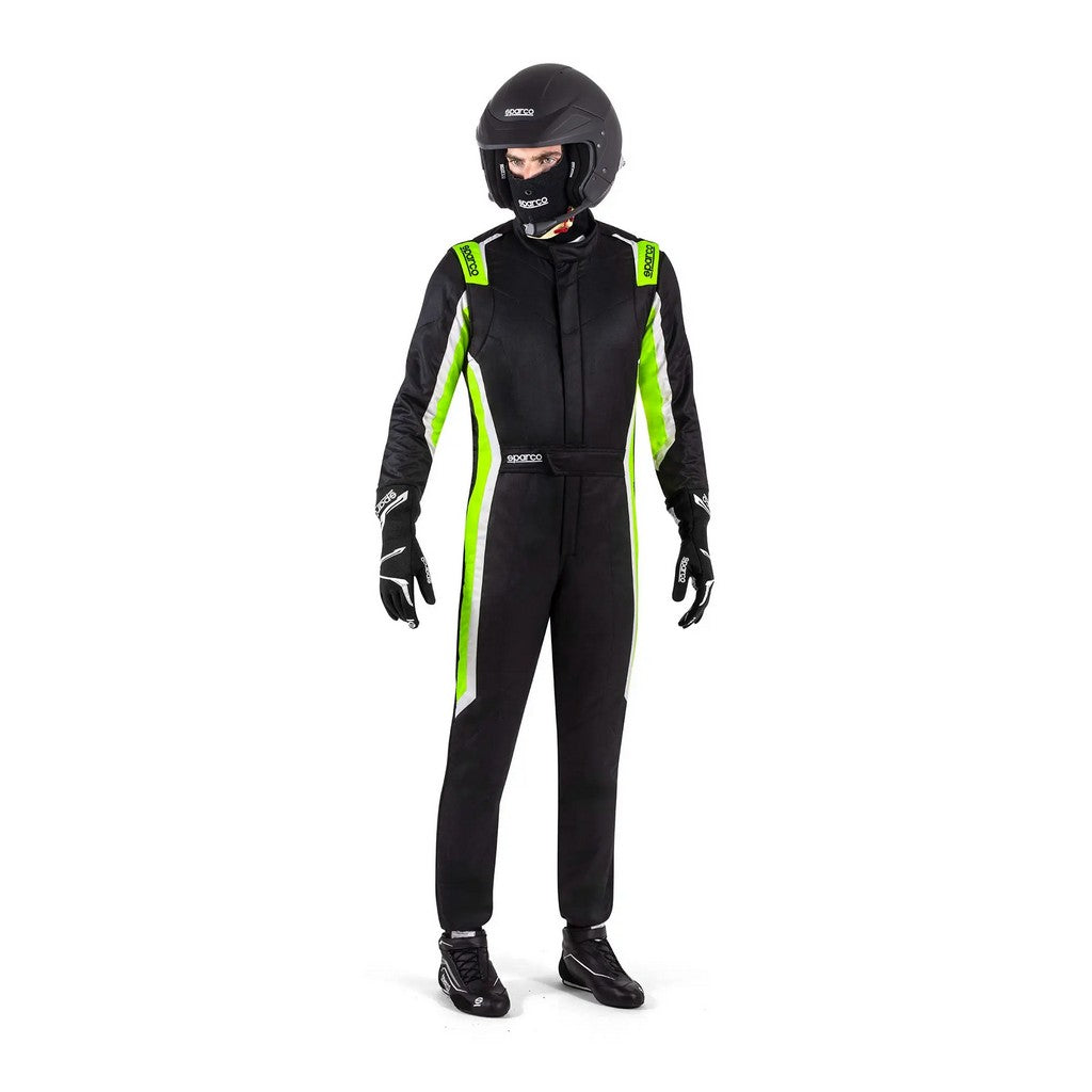 SPARCO BRS0006B0K15054 Racing Suit Sprint (R566), Black / Fluo Green, Size 54 Photo-1