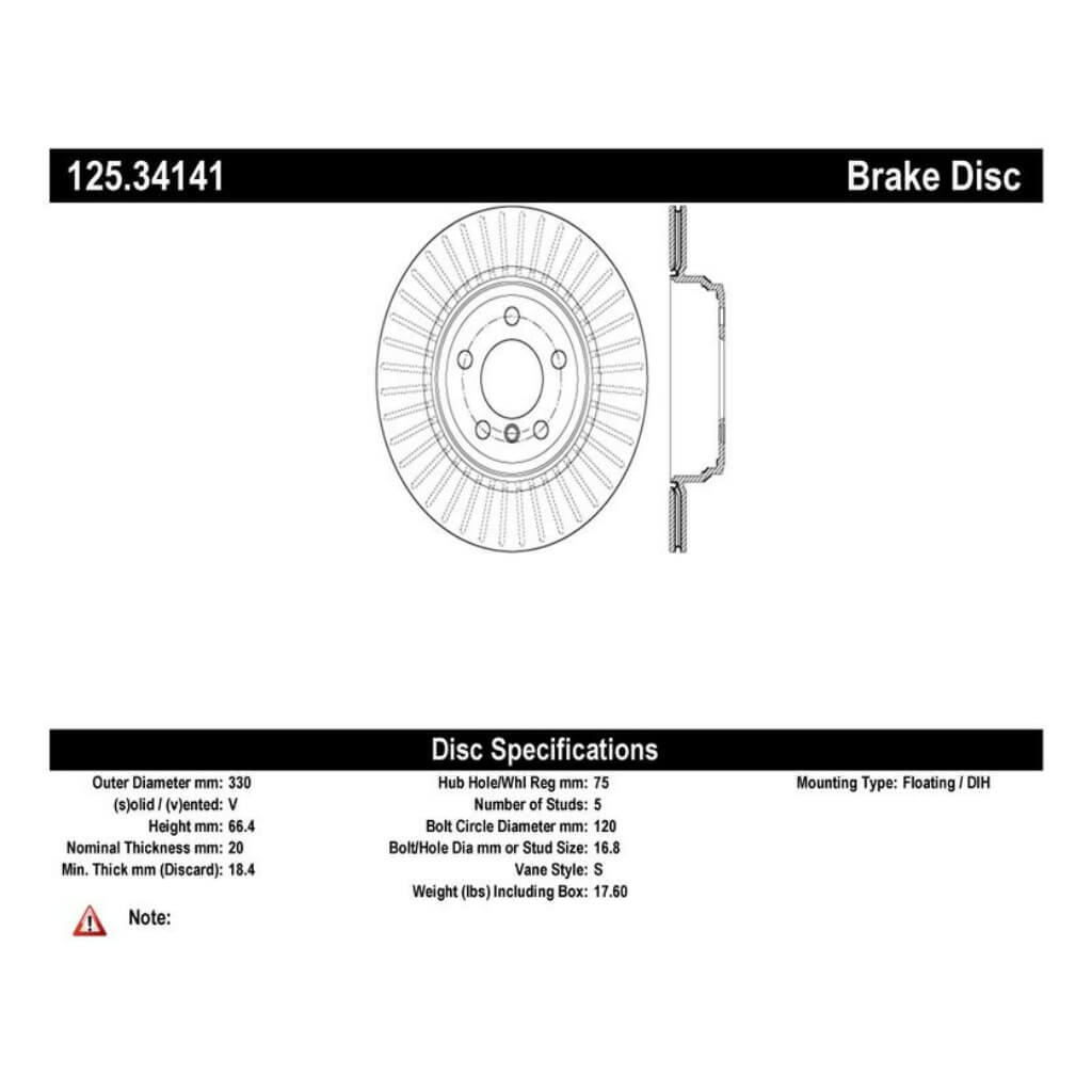 STOPTECH 125.34141 Brake disc (rear) for BMW F30 328i (except M Performance) Photo-6