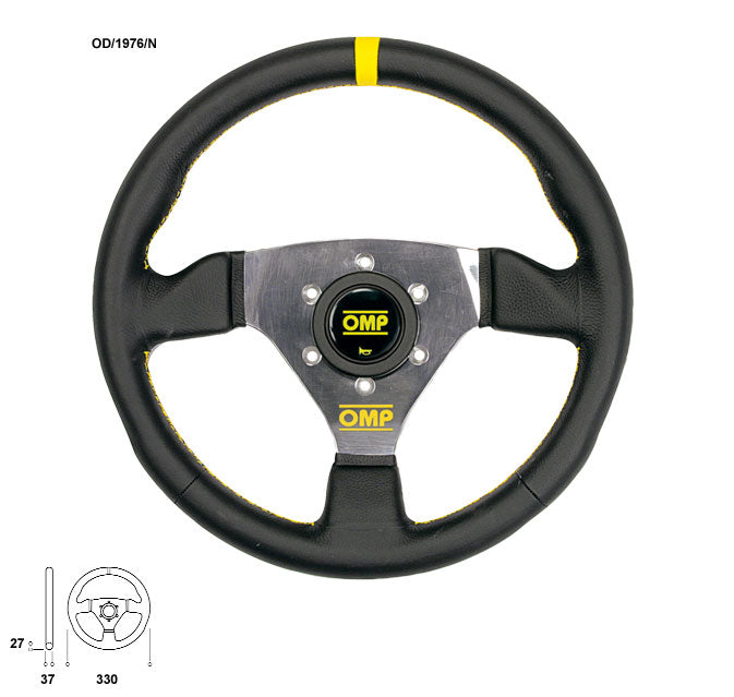 OMP OD0-1976-071 (OD/1976/N) Steering wheel TRECENTO, leather, black, diam.300mm, reach 0mm Photo-0