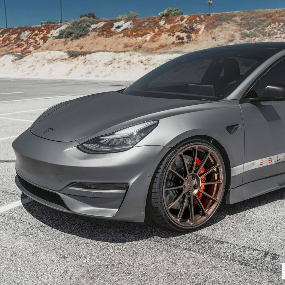 UNPLUGGED PERFORMANCE UP-M3-302-11.1 Ascension Front Fascia System, No Sensor Holes, Unpainted Urethane for TESLA Model 3 Photo-1