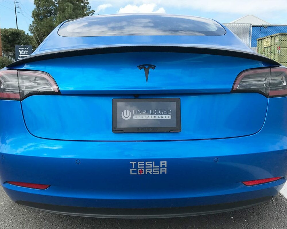 UNPLUGGED PERFORMANCE UP-M3-305-9.1 High Efficiency Trunk Spoiler, Autoclaved Dry Carbon, Satin XPEL Stealth for TESLA Model 3 Photo-0