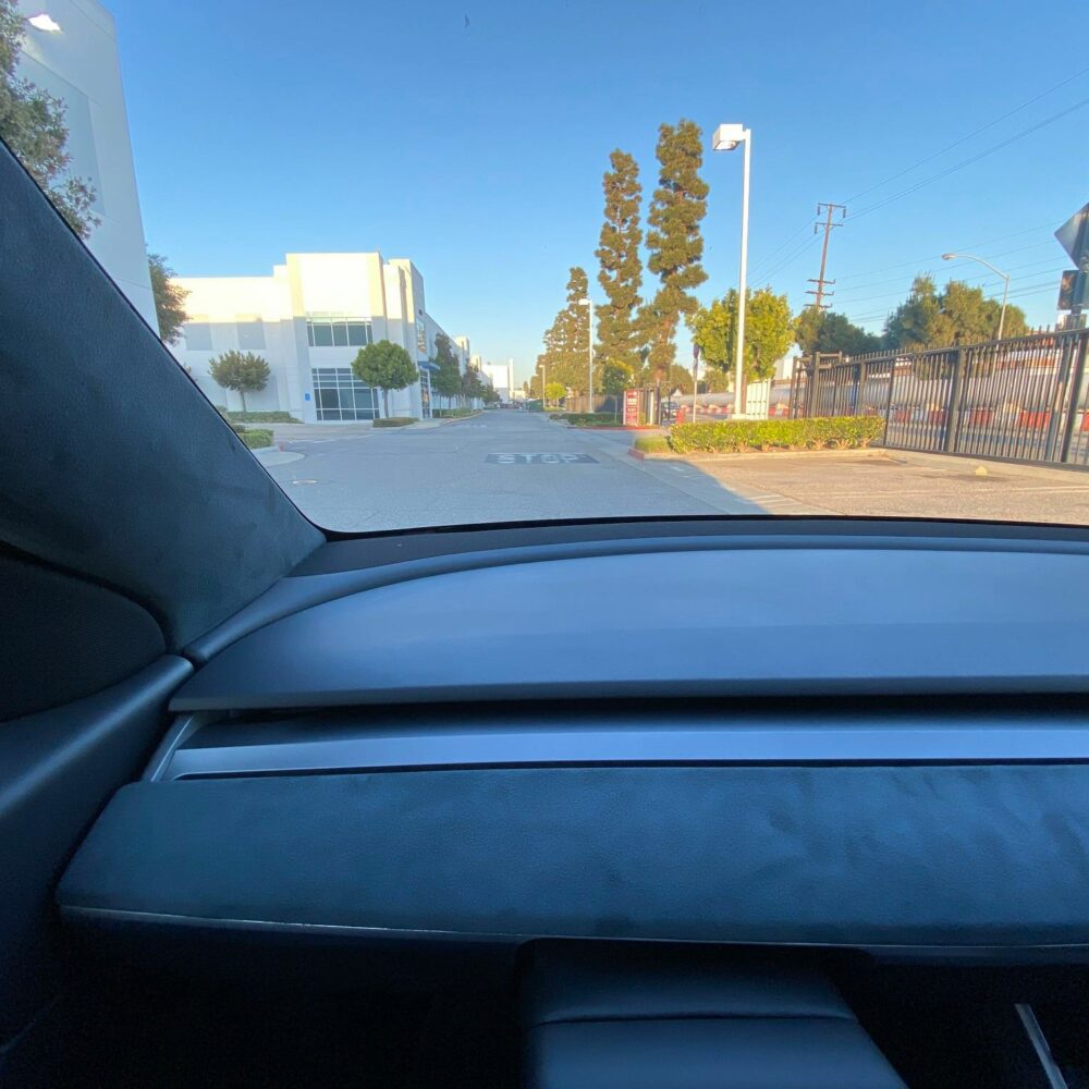 UNPLUGGED PERFORMANCE UP-M3MY-344-1.1 Alcantara Dashboard Upgrade, Charcoal Black for TESLA Model 3 / Model Y 2017-2020 Photo-1