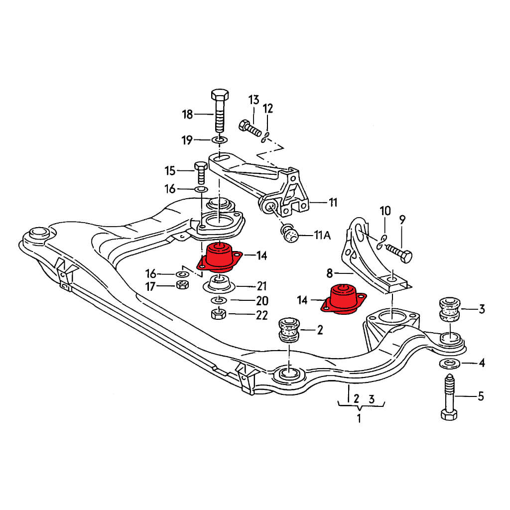 VERKLINE ELA-002-85 Gearbox Mounts Kit (Track Hardness) for AUDI RS2 / S2 (B4) Photo-2