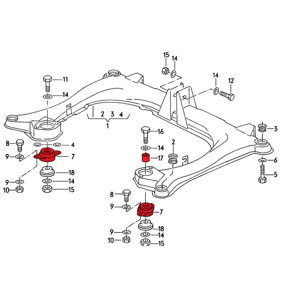 VERKLINE ELA-003-85 Differential Mounts Kit (Track Hardness) for AUDI S2 (B4) Photo-2