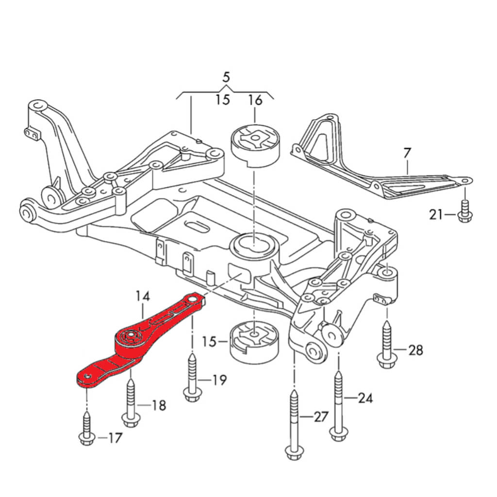 VERKLINE ELA-054 Billet Dogbone Mount for AUDI S3 (8P) / VW Golf GTI (Mk5 / Mk6) Photo-2