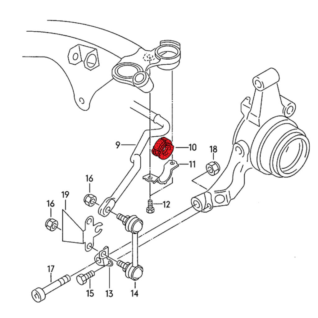 VERKLINE POW-006-75 Rear Anti Roll Bar Bushes Kit 17mm (Street Hardness) for AUDI S4 / S6 (C4) Photo-3