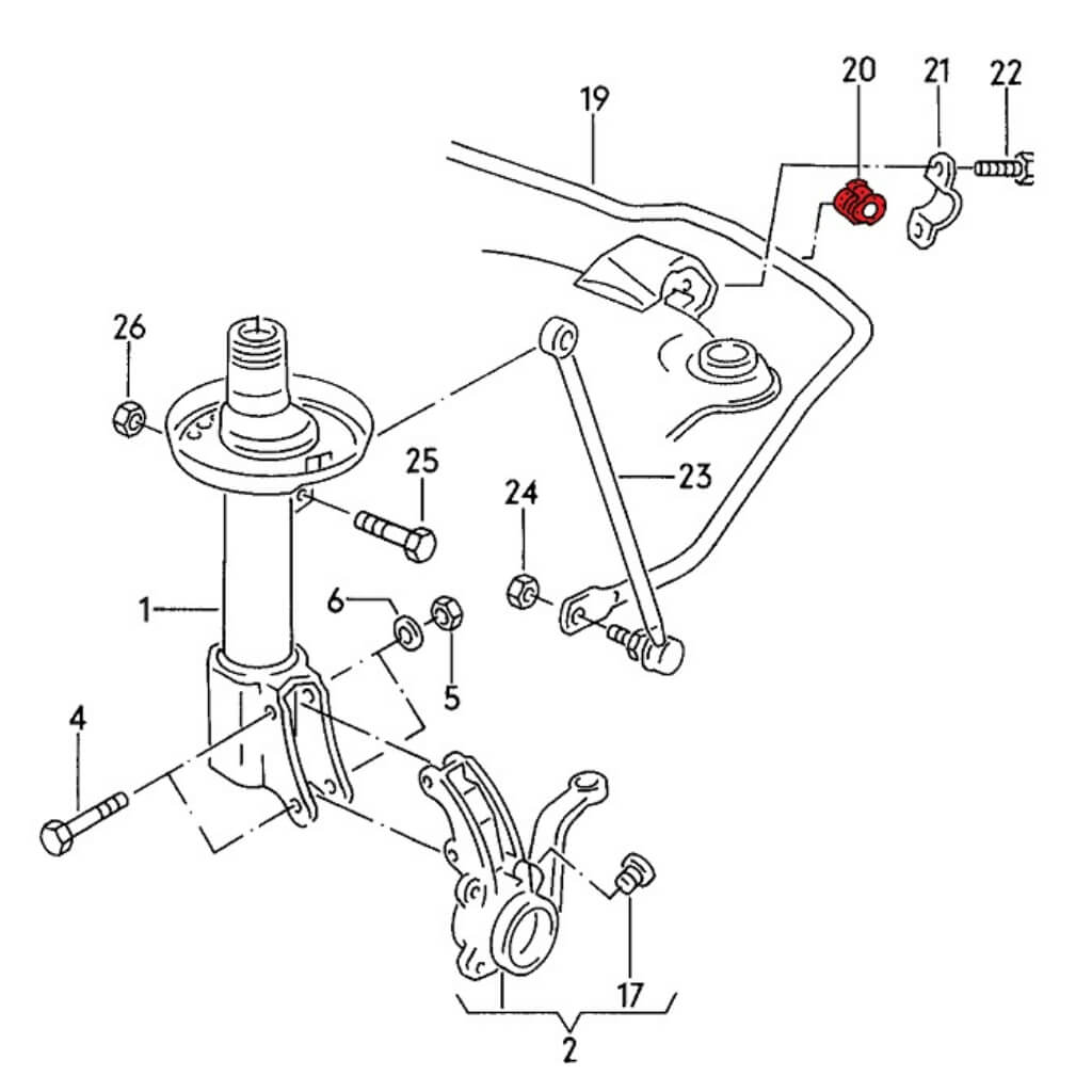 VERKLINE POW-022-75 Rear Anti-Roll Bar Bushes Kit 14,5mm (Street Hardness) for AUDI S2 (B4) Photo-2