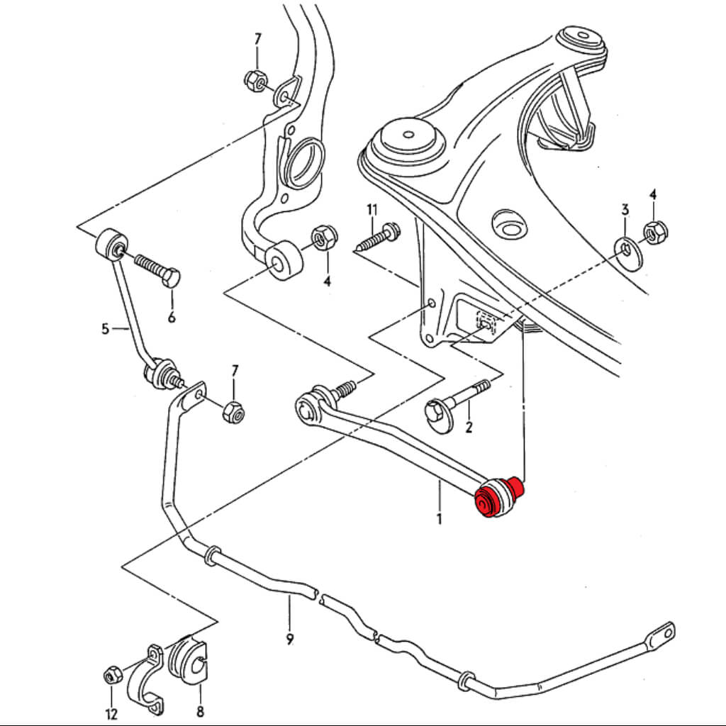 VERKLINE POW-060-75 Rear Inner Track Rod Bushes Kit (Street Hardness) for AUDI RS2 (B4) / RS4 (B5) Photo-2