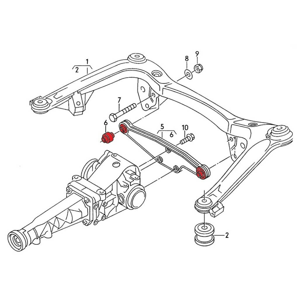 VERKLINE POW-062-75 Rear Differential Polyurethane Carrier Mounts Kit for Street for AUDI RS4 (B7) / S4 (B6 / B7) Photo-2