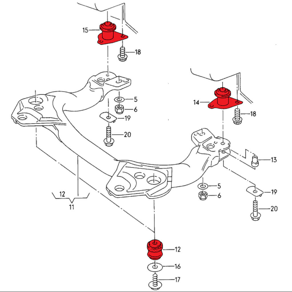 VERKLINE SBK-012 Front Solid Subframe Bushings Kit for AUDI S4 / S6 (C4) Photo-2