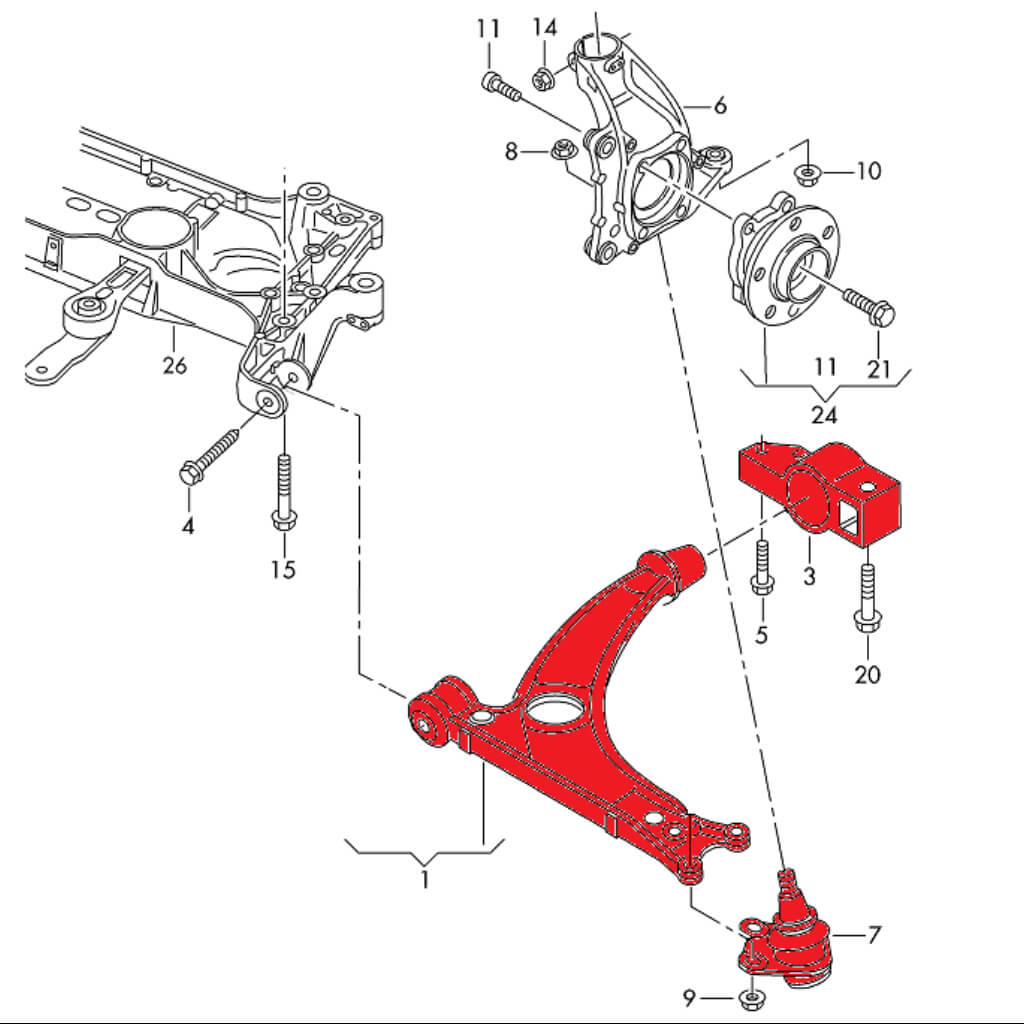 VERKLINE WAS-010 Adjustable Tubular Front Race Wishbones Kit for AUDI RS3 (8P) / VW Golf GTI / R (Mk5 / Mk6) Photo-2