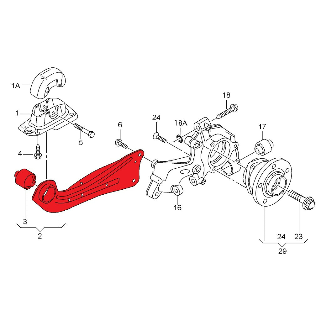 VERKLINE WAS-040 Spherical Adjustable PQ35 Rear Trailing Arm Kit for AUDI RS3 (8P) / VW Golf GTI (Mk5 / Mk6) Photo-2