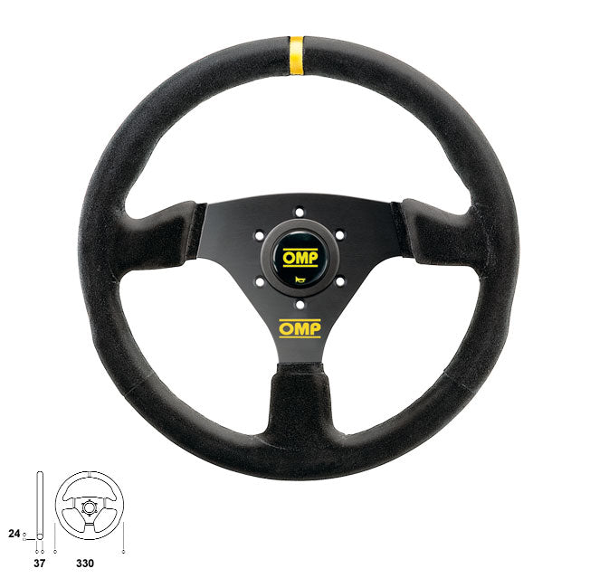 OMP OD0-2005-071 (OD/2005/NN) Steering wheel TARGA, suede, black, diam.330mm, reach 00mm Photo-0