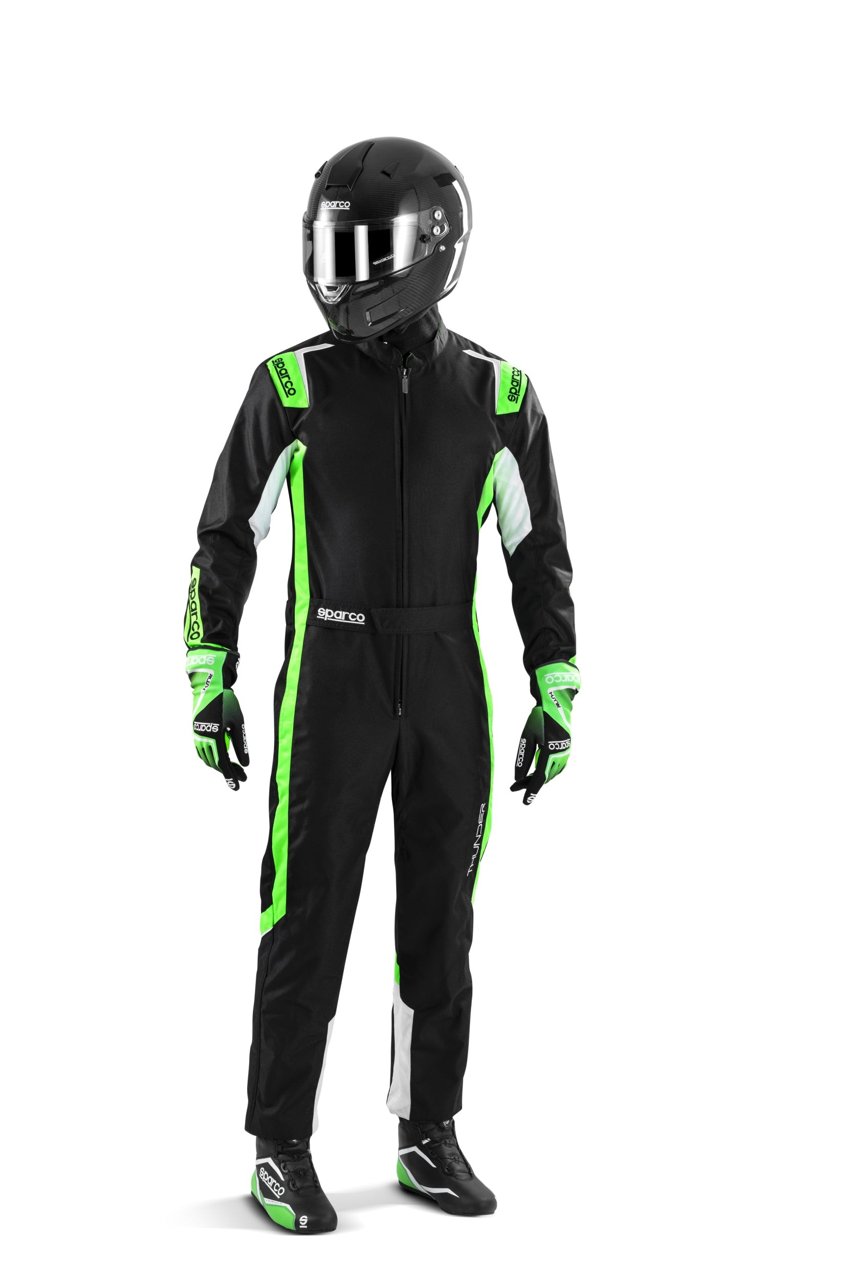 SPARCO 002342NRVF4XL THUNDER Kart suit, CIK, black/green, size XL Photo-0 