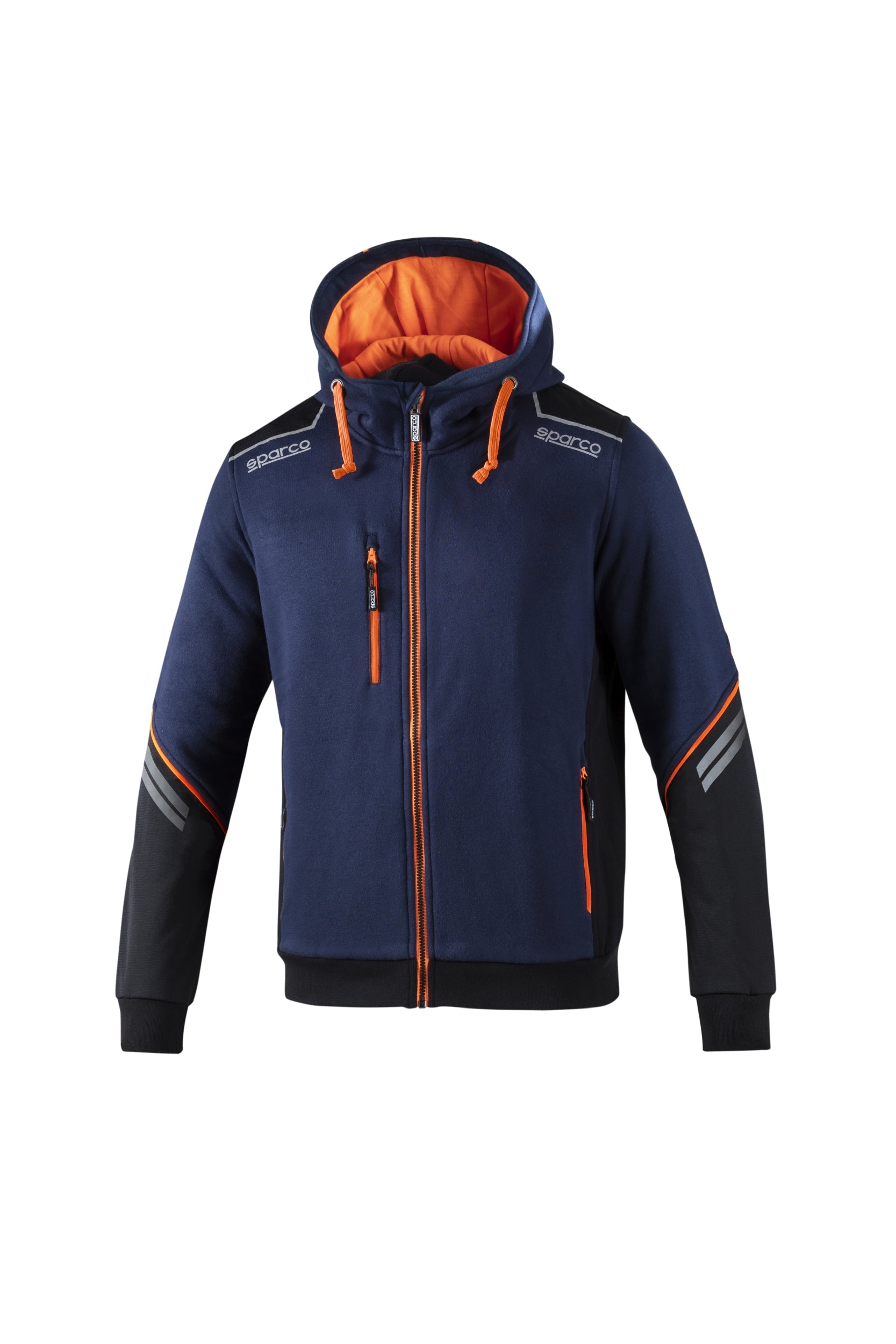 SPARCO 02414BMAF1S TECH Hooded Full Zip, navy blue/fluo orange, size S Photo-0 