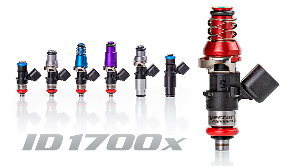 INJECTOR DYNAMICS 1700.48.11.WRX.4 Injectors set ID1700x for SUBARU Legacy GT & Forester XT/Turbo 2.0L & 2.5L. WRX-16B bottom adapters. 11mm (red) adapters Photo-0 