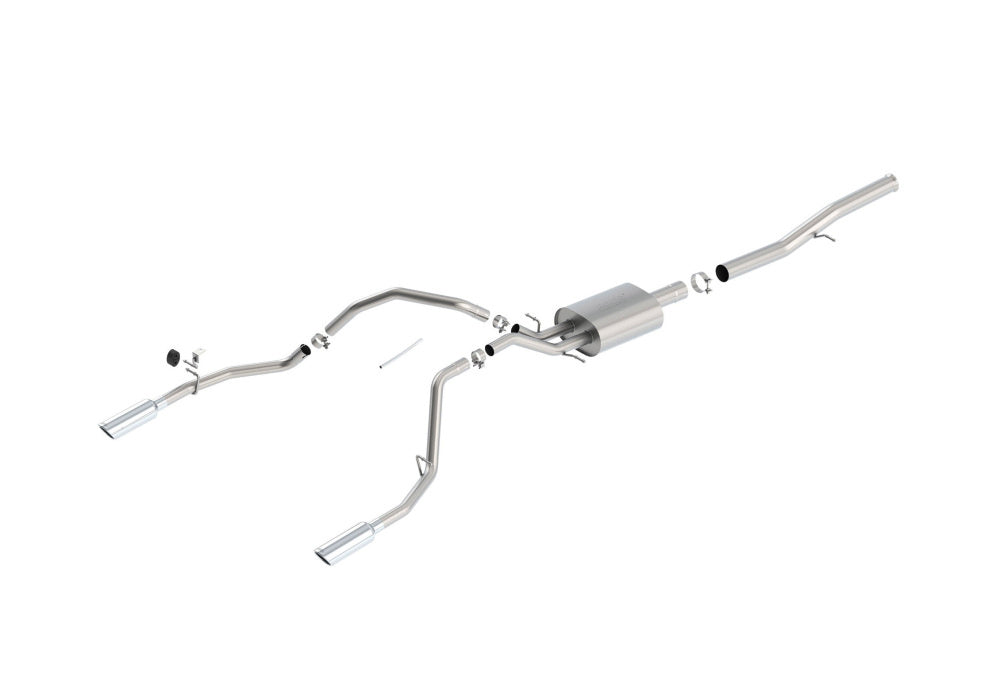 BORLA 140570 Cat Back Exhaust System, Silverado / Sierra V8-6.2L, Ext. Cab Standard Bed (78.7") Crew Cab Short Bed (69.3") 143.5" WB, Tip №36, 2014-16, sound Touring Photo-0 