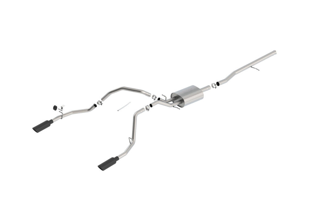 BORLA 140535BC Cat Back Exhaust System, Silverado / Sierra V8-5.3L, Ext. Cab Standard Bed (78.7") Crew Cab Short Bed (69.3") 143.5" WB, Tip №49, 2014-16, sound Touring Photo-0 