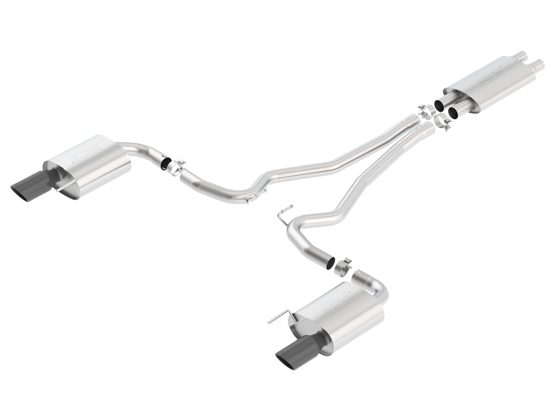 BORLA 140589BC Cat Back Exhaust System, Mustang GT V8-5.0L, Tip №49, 2015-16, sound Touring Photo-0 