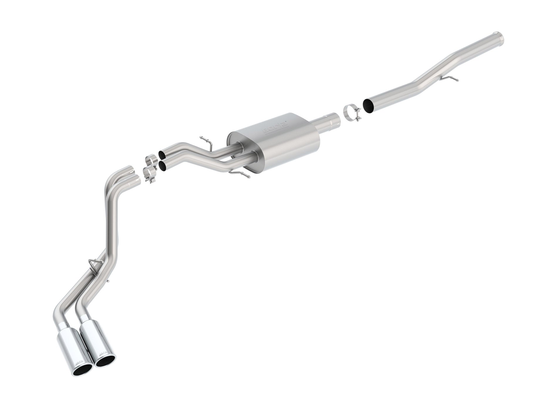 BORLA 140576 Cat Back Exhaust System, Silverado / Sierra V8-6.2L, Ext. Cab Standard Bed (78.7") Crew Cab Short Bed (69.3") 143.5" WB, Tip №18, 2014-16, sound S-Type Photo-0 