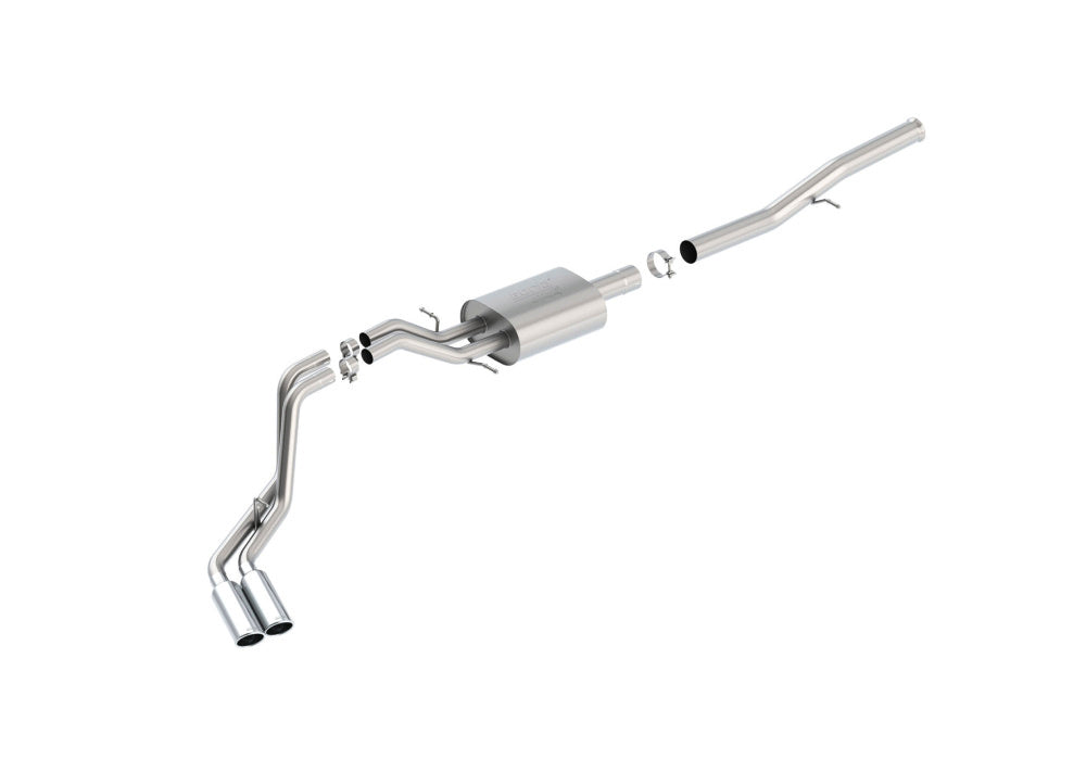 BORLA 140577 Cat Back Exhaust System, Silverado / Sierra V8-6.2L, Ext. Cab Standard Bed (78.7") Crew Cab Short Bed (69.3") 143.5" WB, Tip №18, 2014-16, sound ATAK Photo-0 