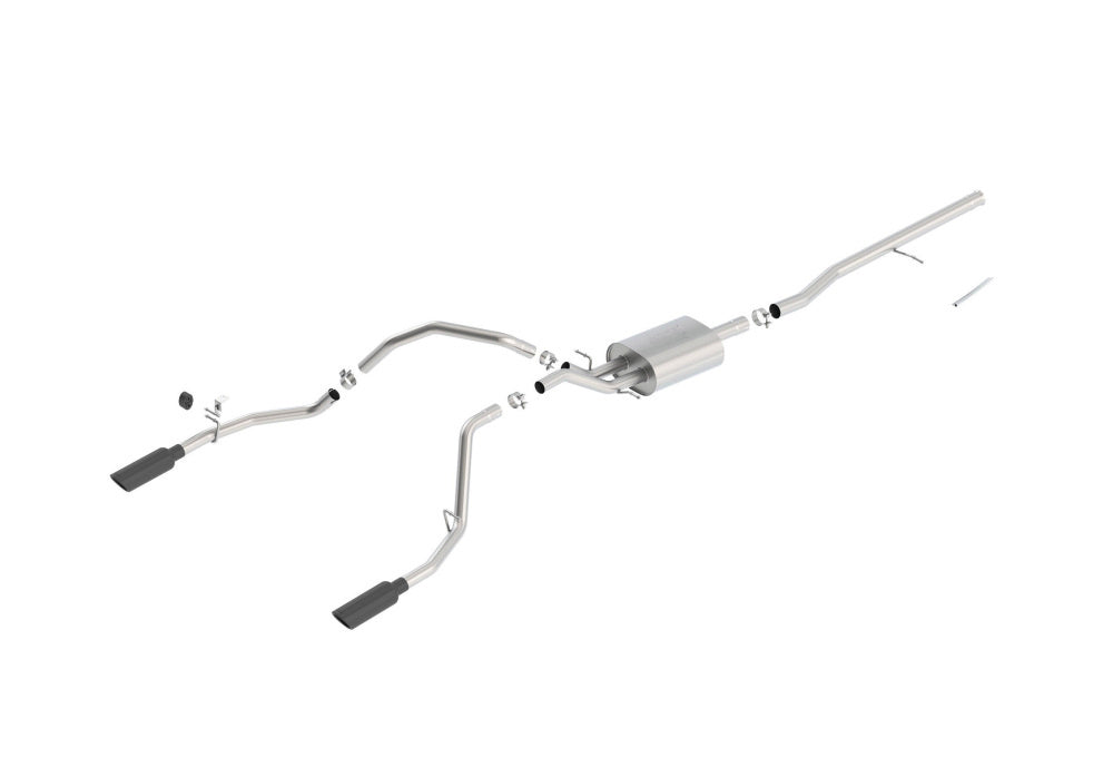 BORLA 140537BC Cat Back Exhaust System, Silverado / Sierra V8-5.3L, Ext. Cab Standard Bed (78.7") Crew Cab Short Bed (69.3") 143.5" WB, Tip №49, 2014-16, sound ATAK Photo-0 