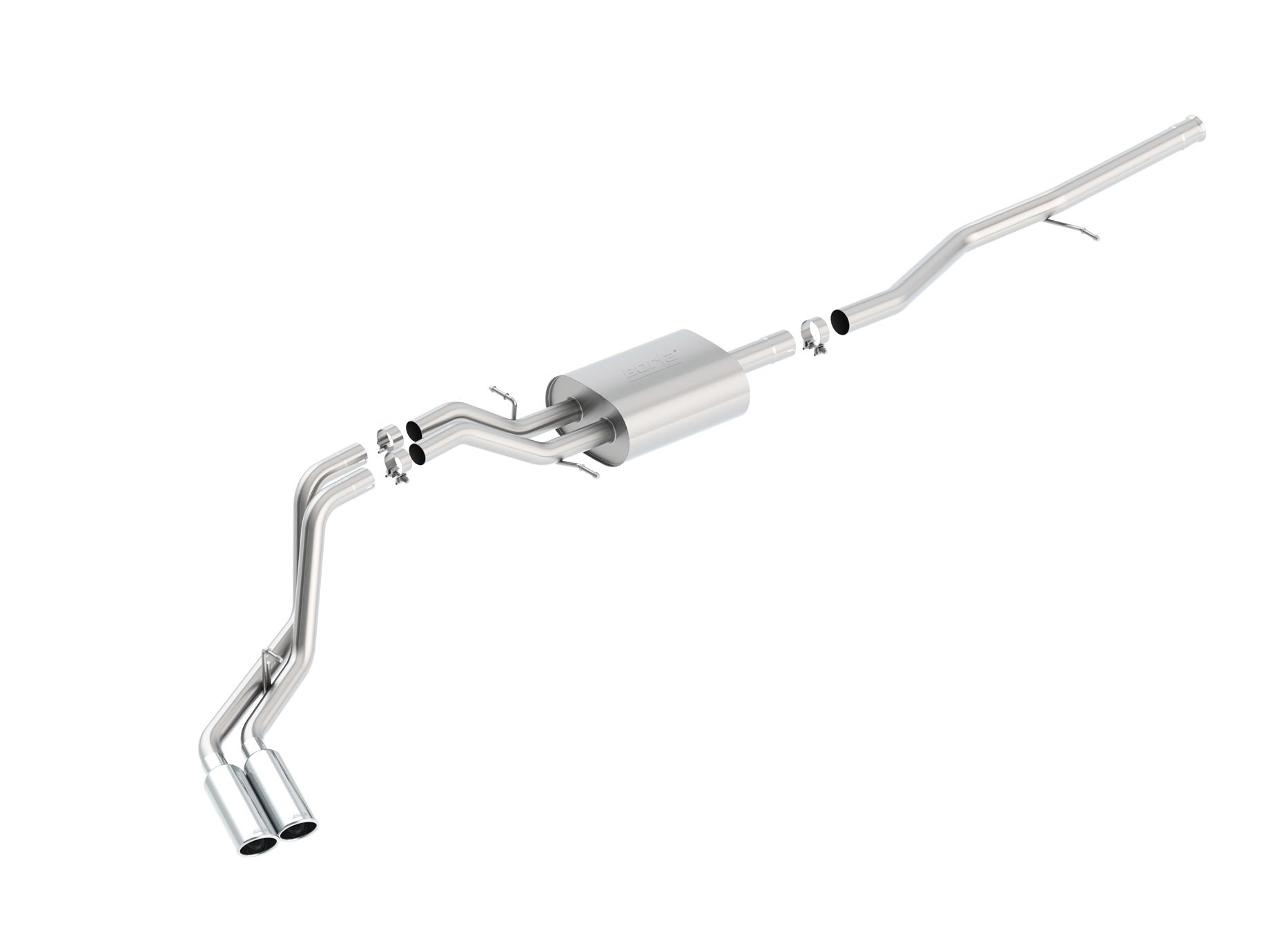 BORLA 140551 Cat Back Exhaust System, Silverado / Sierra V8-5.3L, Crew Cab Standard Bed (78.7") 153.0" WB, Tip №18, 2014-16, sound S-Type Photo-0 