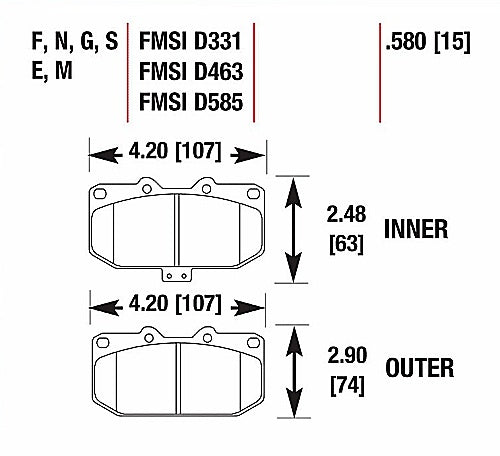 HAWK HB155N.580 Brake Pads HP PLUS Front MAZDA RX7 Turbo 86-95 Photo-0 