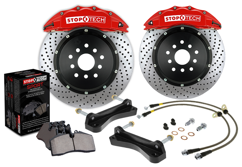 STOPTECH 83.857.6700.72 BBK 2PC ROTOR, FRONT DRILLED 355X32/ST60 RED TOYOTA SUPRA '93-98 Photo-0 