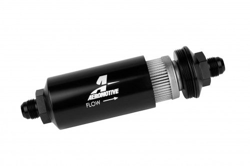 AEROMOTIVE 12378 40-Micron Stainless Steel Filter Element, black anodize finish, AN-08 Male Photo-0 