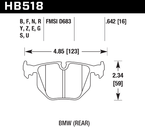 HAWK HB518U.642 Brake Pads DTC-70 Rear BMW M3 Compeition 2006+/Z4M Roadster Photo-1 
