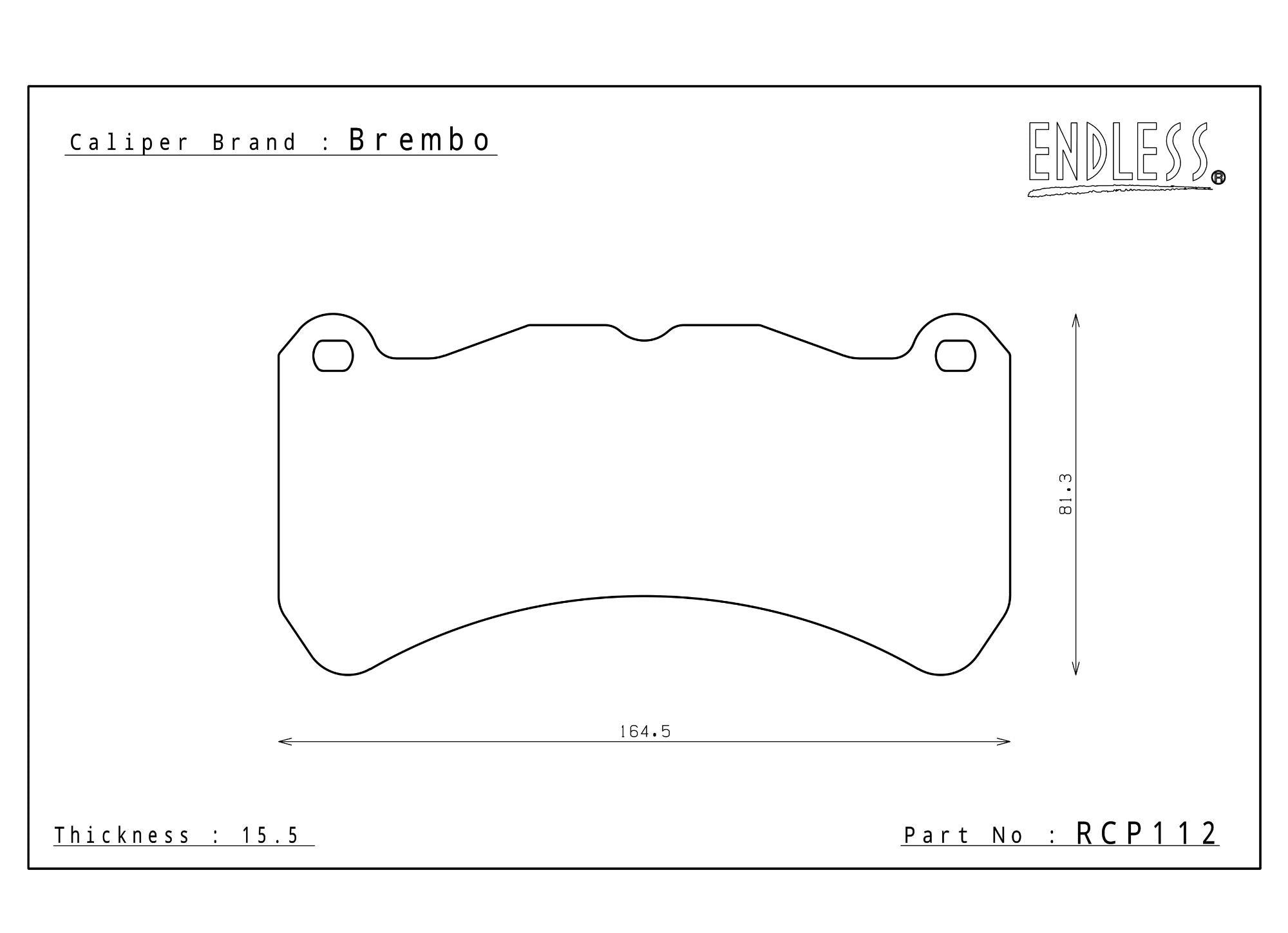 ENDLESS RCP112N38SP Brake pads (front) SUBARU WRX STI 2018+/RA-R (Brembo 6-pot) Photo-0 