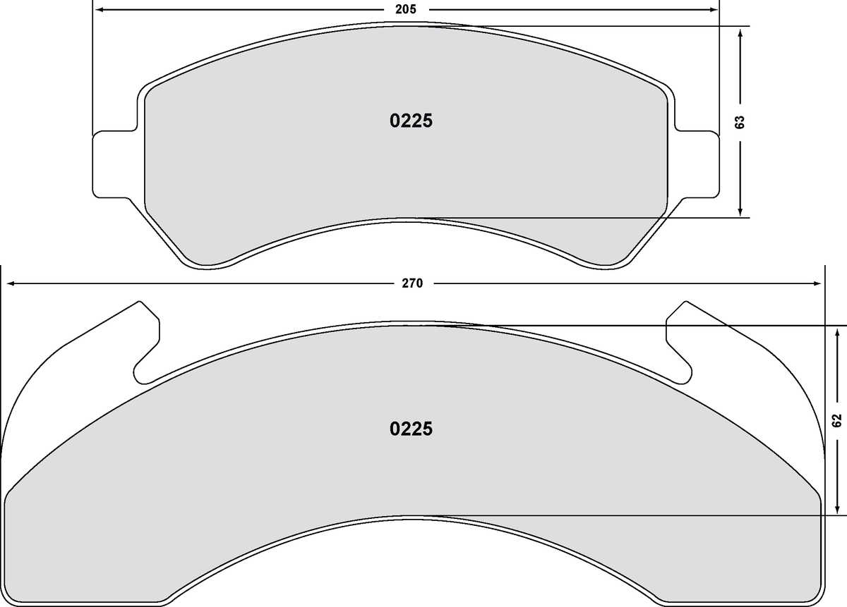 PFC 0225.10 Brake Pads for GMCB7 2.88" 2 Piston Caliper / International 1452SC/1552SC/1652SC/ 1652UPS/ with 2.88" Rail Slider Caliper (Z-Rated Compound) Photo-0 