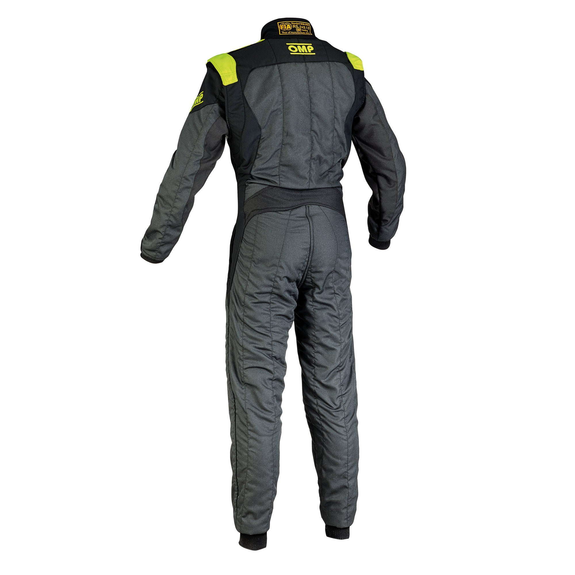 OMP IA0-1854-B01-184-42 FIRST EVO Racing suit, FIA, anthracite/yellow, size 42 Photo-1 