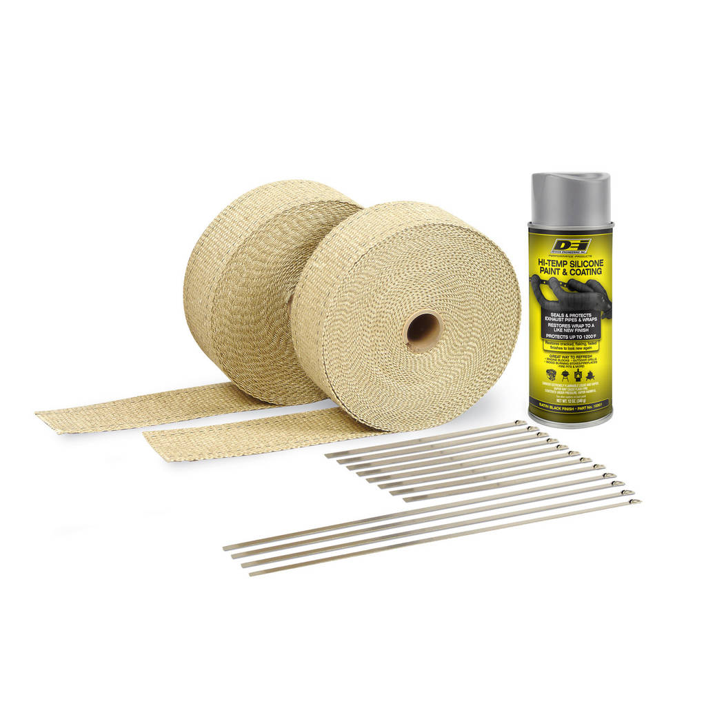 DEI 010112 Exhaust Wrap Kits Kit Tan Wrap & Aluminum HT Silicone Coating Photo-0 