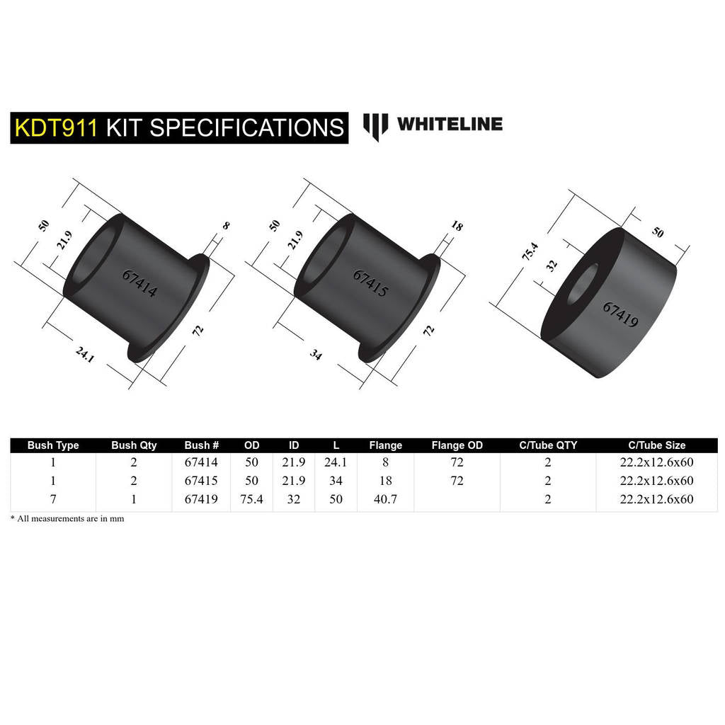 WHITELINE KDT911 Rear Differential Bushing - Nissan 350Z Z33 370Z Z34 Z RZ34 Photo-4 