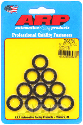 ARP 200-8760 Washer Kit M12 ID .750 OD chamfer black oxide washers Photo-0 