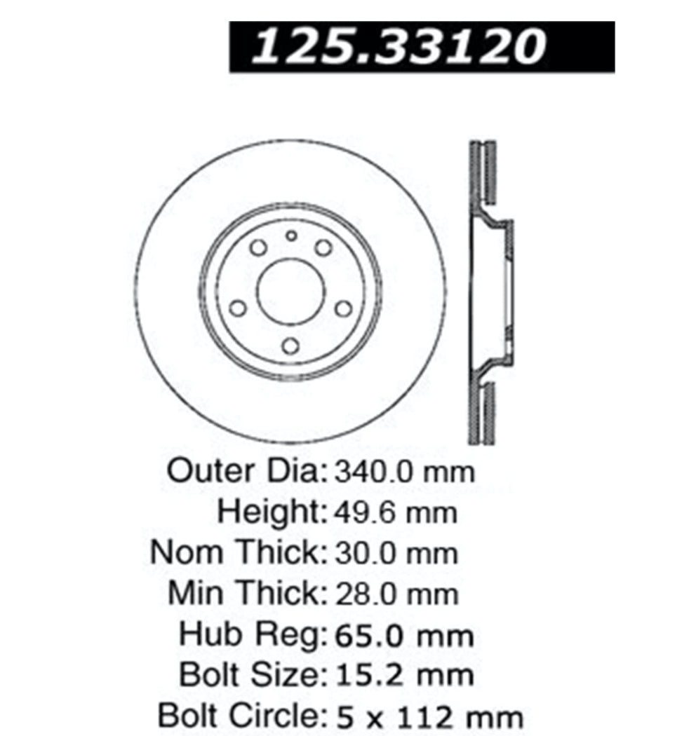 STOPTECH 125.33120 Brake disc 340mm AUDI TT 3.2/TT-S (8J)/Golf MK7 R Photo-0 