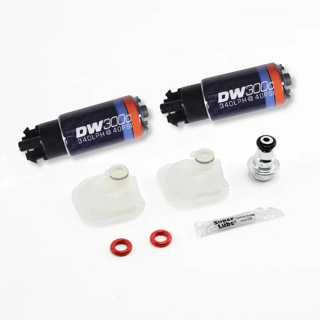DEATSCHWERKS 9-309-1039 DW300c series, Two 340lph compact in-tank fuel pumps w/mountin clips, w/in Photo-0 