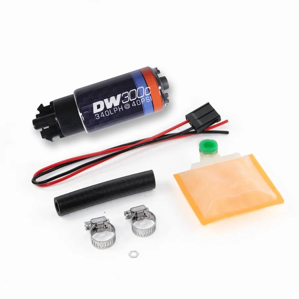 DEATSCHWERKS 9-309-1000 DW300C series, 340lph compact fuel pump w/mounting clips w/UNIVERSAL Insta Photo-0 