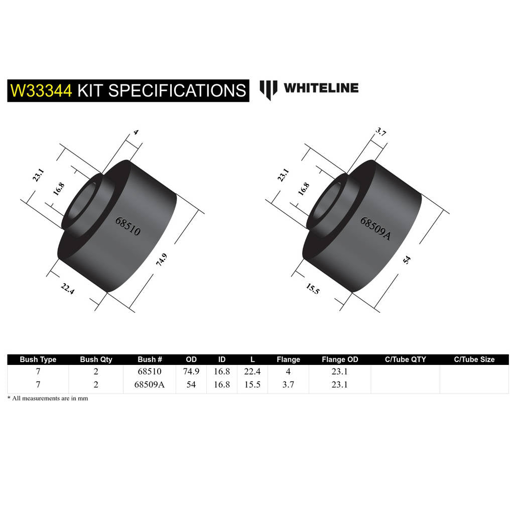 WHITELINE W33344 Front Shock Absorber - Upper Bushing Kit for Toyota Land Cruiser 200 Series Photo-4 