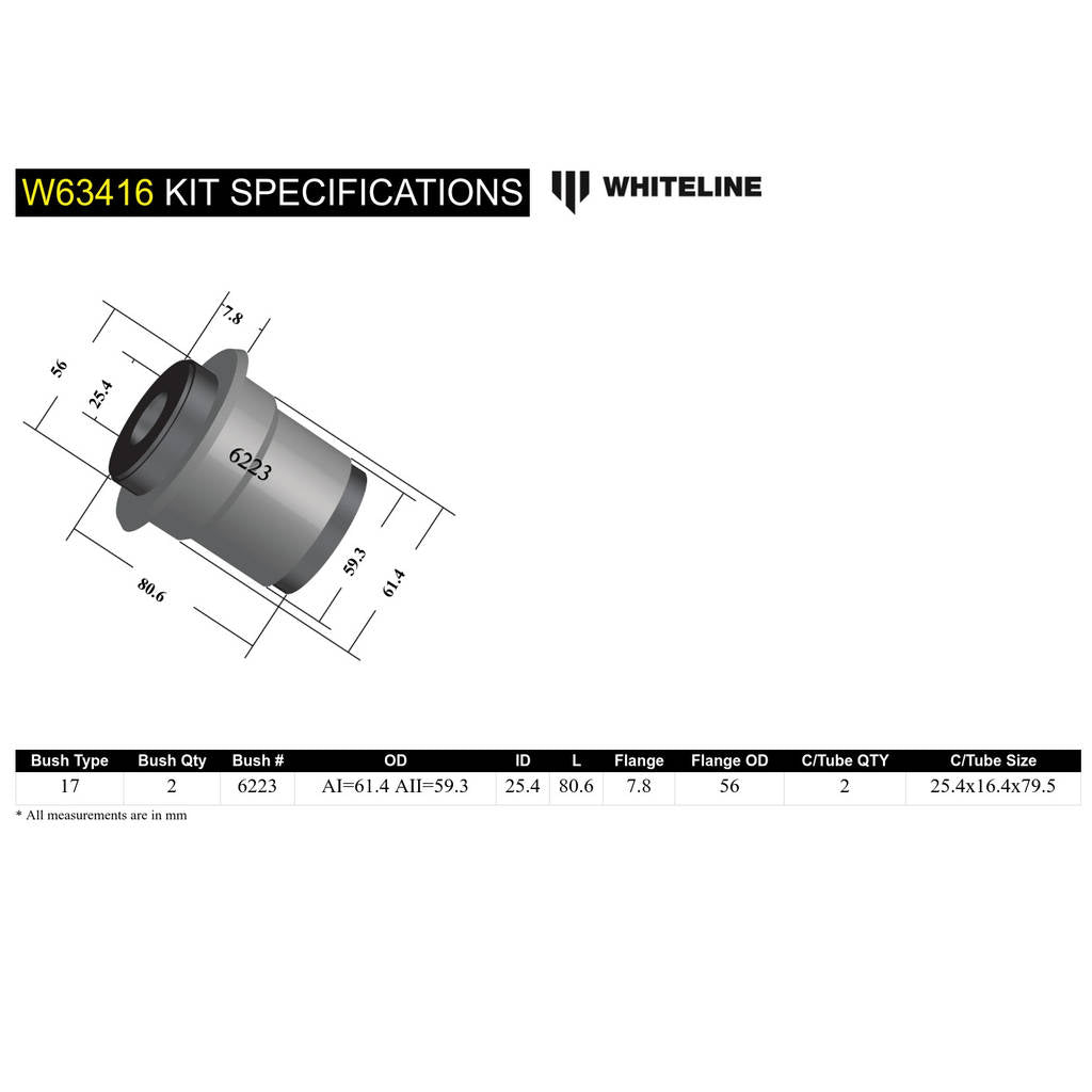 WHITELINE W63416 Rear Trailing Arm Lower - Rear Bushing Kit for Mitsubishi L400 WA Photo-4 