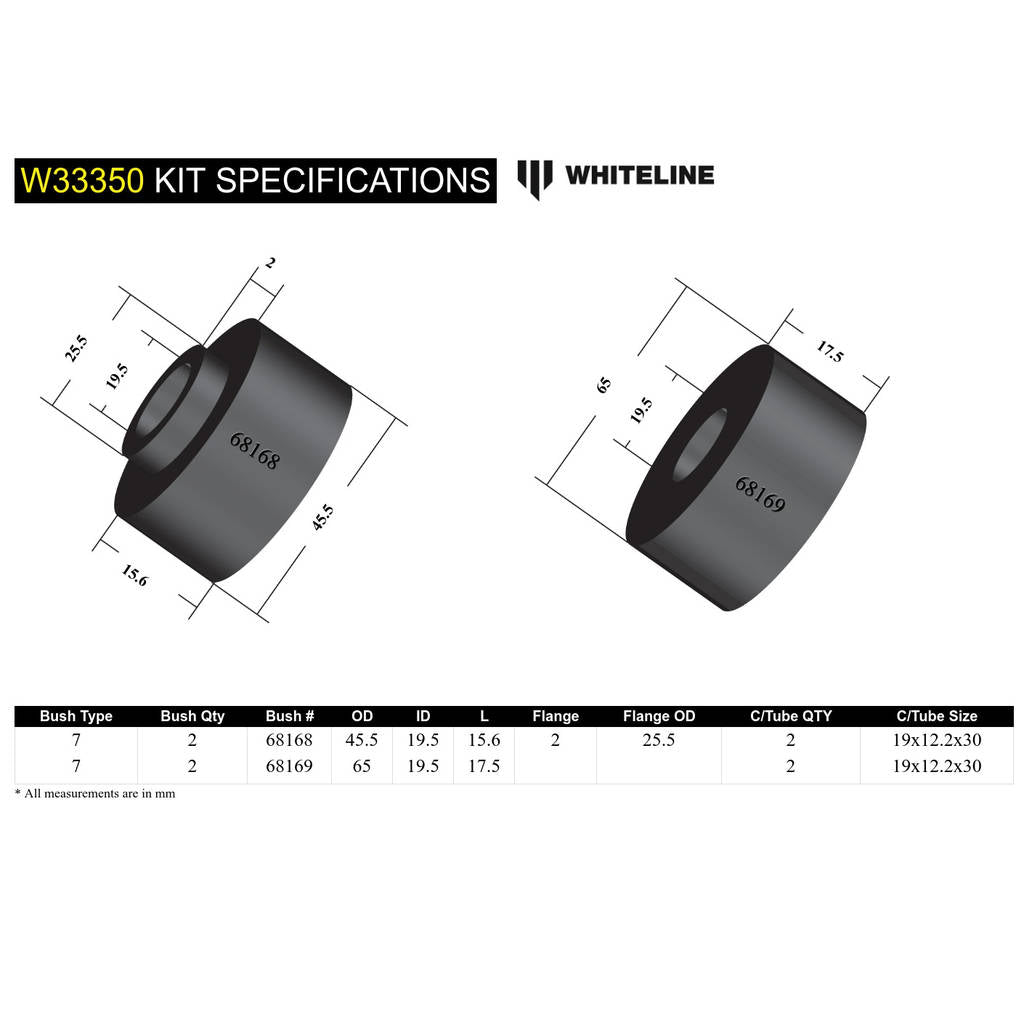 WHITELINE W33350 Front Shock Absorber - Upper Bushing Kit for Ford Everest, Ranger/Mazda BT-50 Photo-4 
